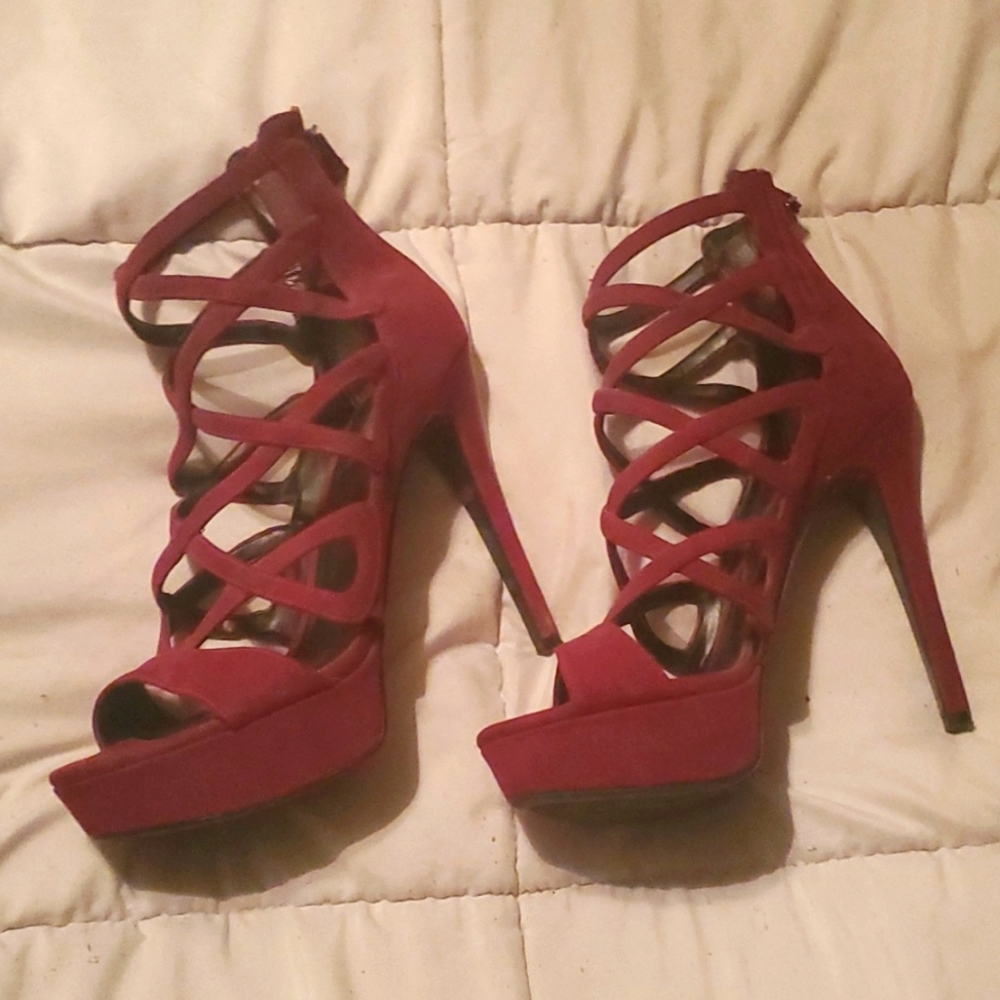 Guess Crimson Suede Red High Heels - 7.5M